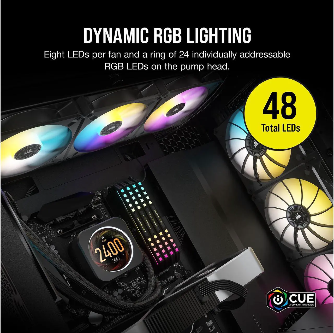 Alt view image 4 of 8 - CORSAIR iCUE H150i ELITE LCD Display Liquid CPU Cooler