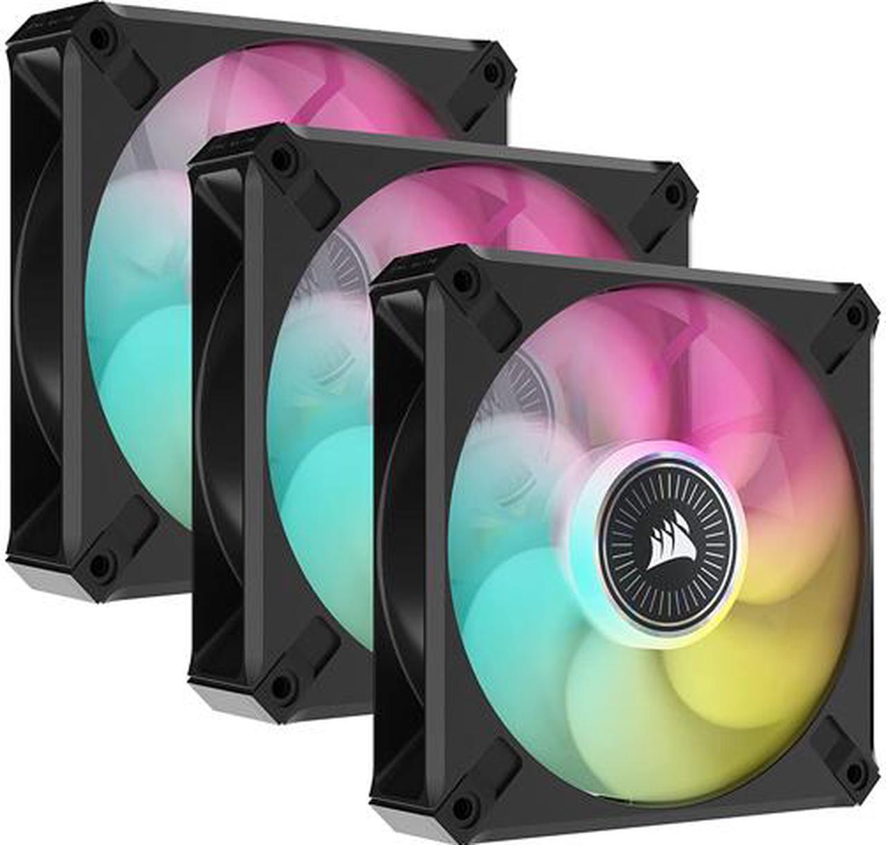 CORSAIR iCUE ML120 RGB ELITE Premium 120mm PWM Magnetic Levitation Triple Fan Kit with iCUE Lighting Node CORE - Black