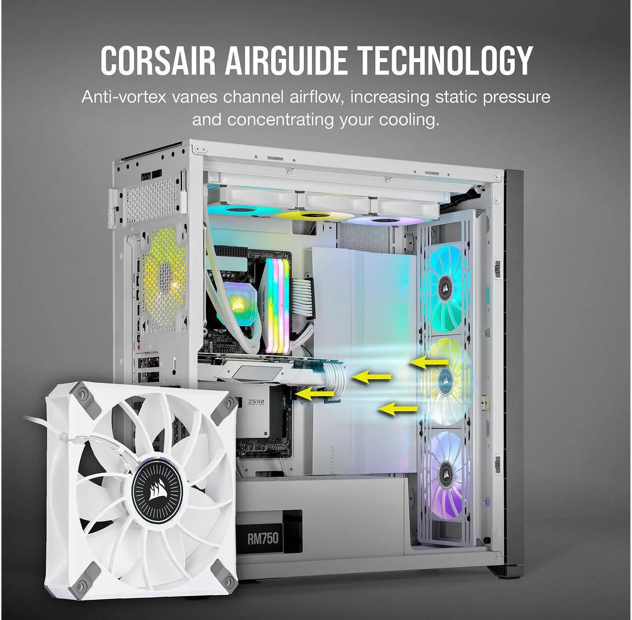 Alt view image 2 of 9 - CORSAIR iCUE ML120 RGB ELITE Premium 120mm PWM Magnetic Levitation Triple Fan Kit with iCUE Lighting Node CORE - White