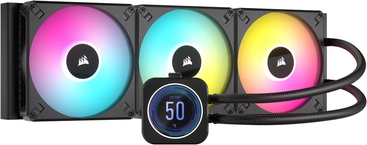 Corsair H170i Elite XT 420mm RGB Liquid CPU Cooler - IPS LCD Screen - AF140 RGB Fans - Fits Intel/AMD - iCUE Commander CORE - Black