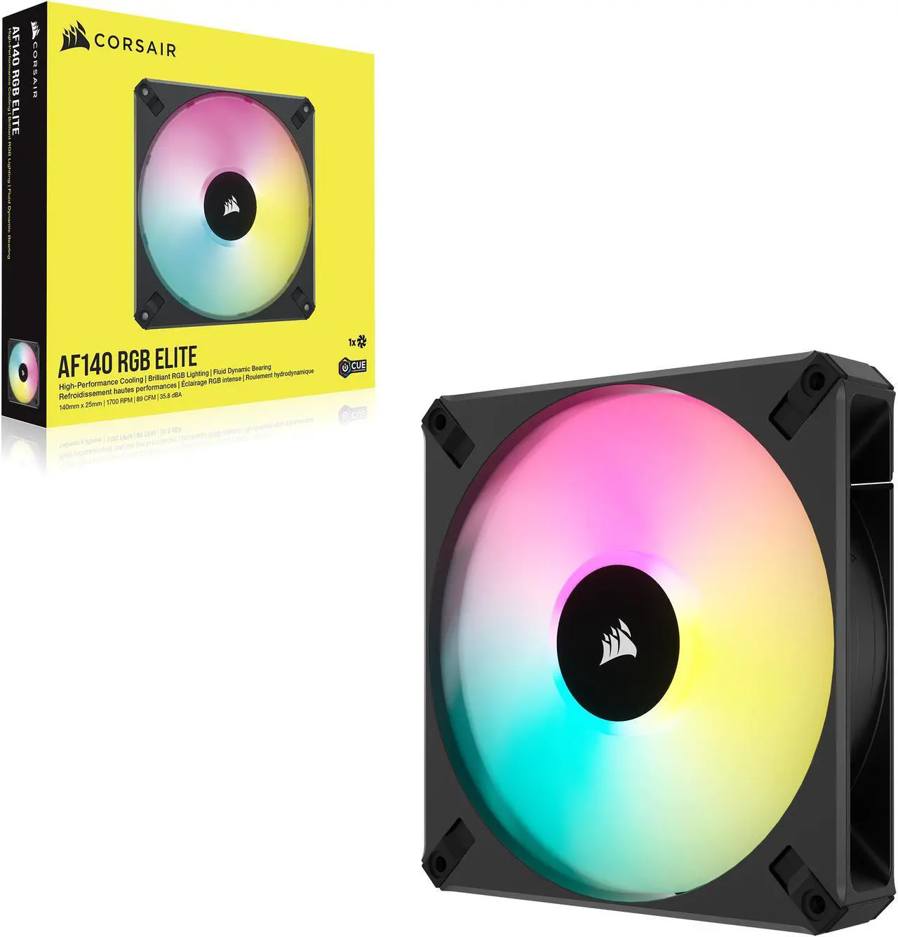 Alt view image 7 of 7 - CORSAIR iCUE AF140 RGB ELITE 140mm PWM Fan - Eight RGB LEDs - AirGuide Technology - Fluid Dynamic Bearing - CORSAIR iCUE Software  Compatible