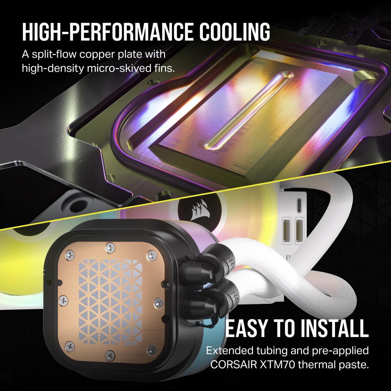 Alt view image 5 of 9 - CORSAIR iCUE LINK H150i LCD Liquid CPU Cooler - QX120 RGB Fans - White - 360mm Radiator - Fits Intel LGA 1851,1700 /AMD AM5 - iCUE LINK System Hub Included