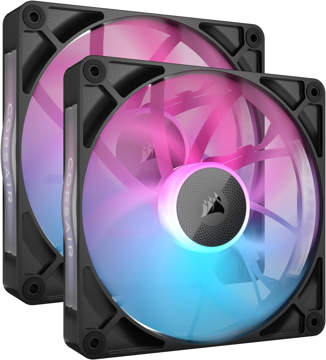 CORSAIR iCUE Link RX140 RGB 140mm PWM Fans with iCUE Link System Hub - Magnetic Dome Bearing - Dual Pack - Black