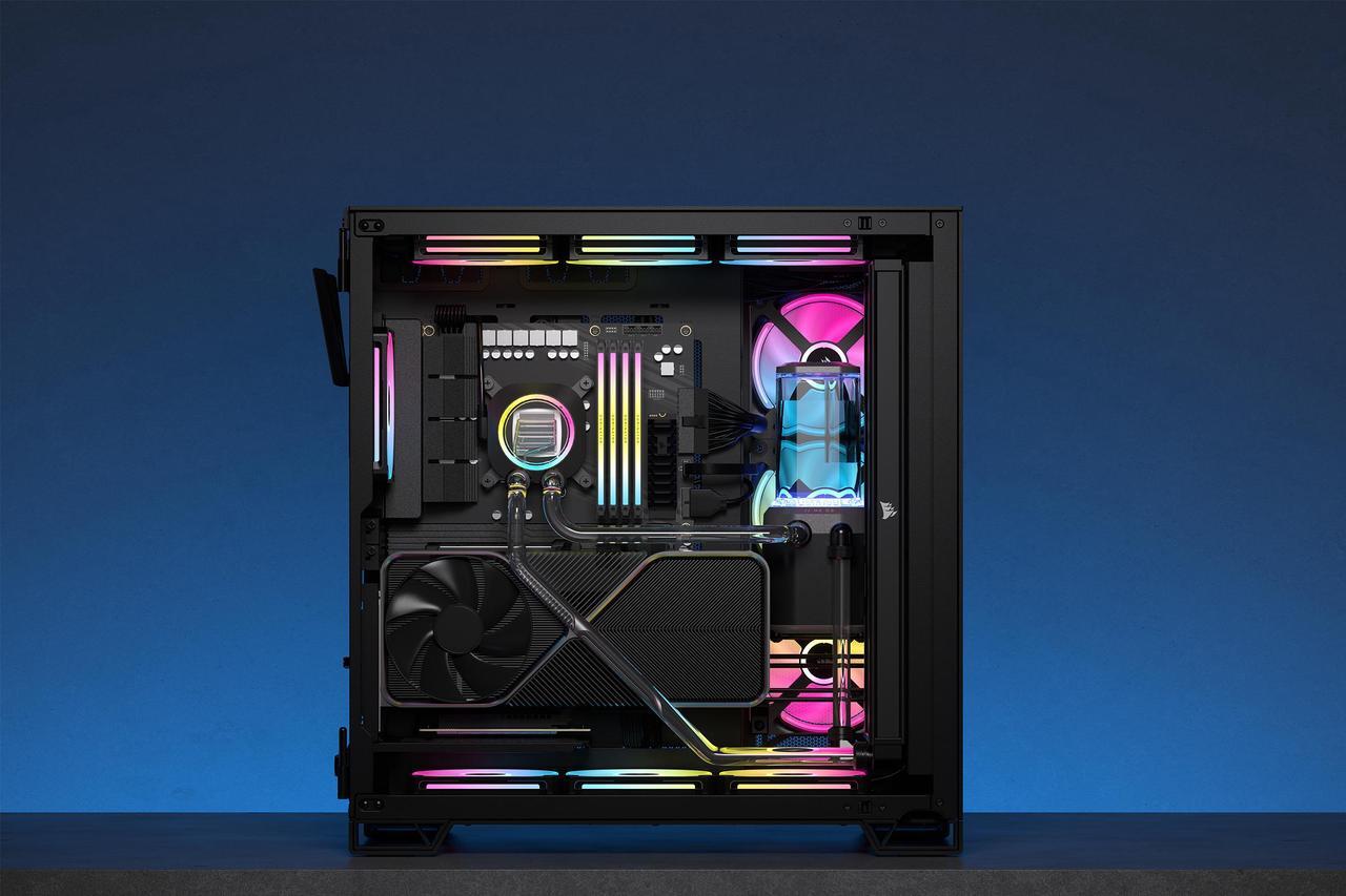 Alt view image 3 of 7 - CORSAIR Hydro X Series iCUE LINK XH405i Custom Cooling Kit - Hardline Water Cooling Loop - XC7 ELITE CPU Water Block - XD5 ELITE D5 Pump Res - XR5 360mm Radiator - 3x QX120 RGB Fans