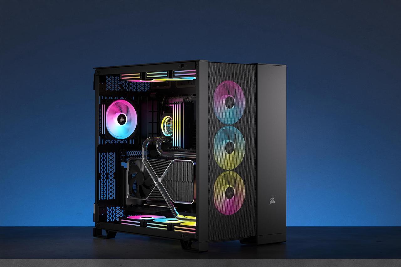 Alt view image 4 of 7 - CORSAIR Hydro X Series iCUE LINK XH405i Custom Cooling Kit - Hardline Water Cooling Loop - XC7 ELITE CPU Water Block - XD5 ELITE D5 Pump Res - XR5 360mm Radiator - 3x QX120 RGB Fans