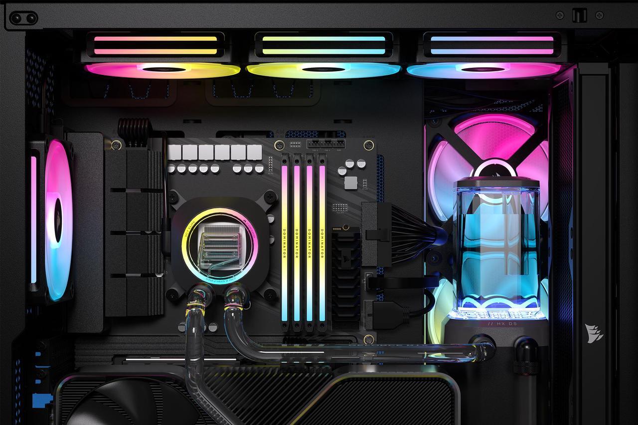 Alt view image 6 of 7 - CORSAIR Hydro X Series iCUE LINK XH405i Custom Cooling Kit - Hardline Water Cooling Loop - XC7 ELITE CPU Water Block - XD5 ELITE D5 Pump Res - XR5 360mm Radiator - 3x QX120 RGB Fans