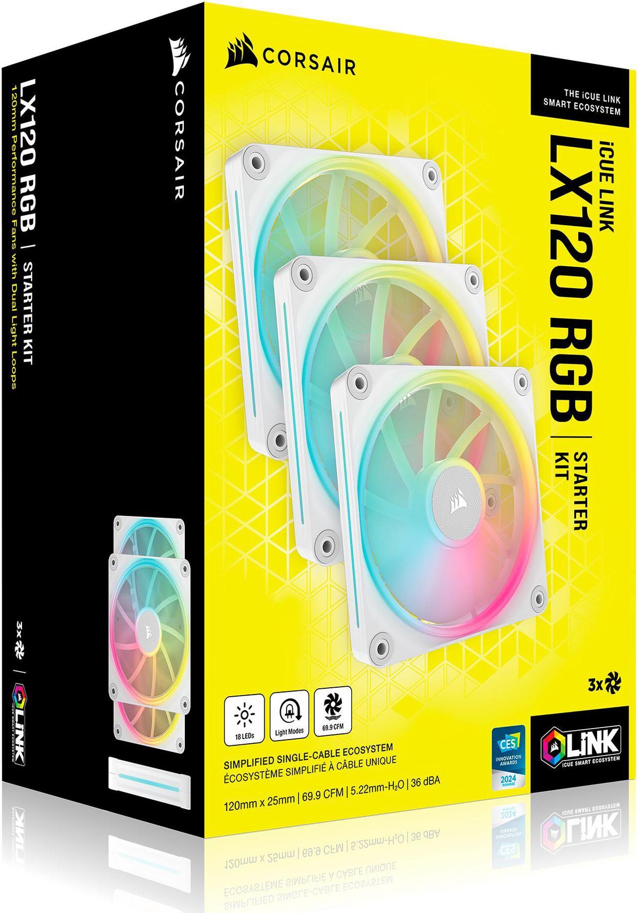 Alt view image 6 of 17 - CORSAIR LX RGB Series, iCUE LINK LX120 RGB White, 120mm Fan, Triple Pack