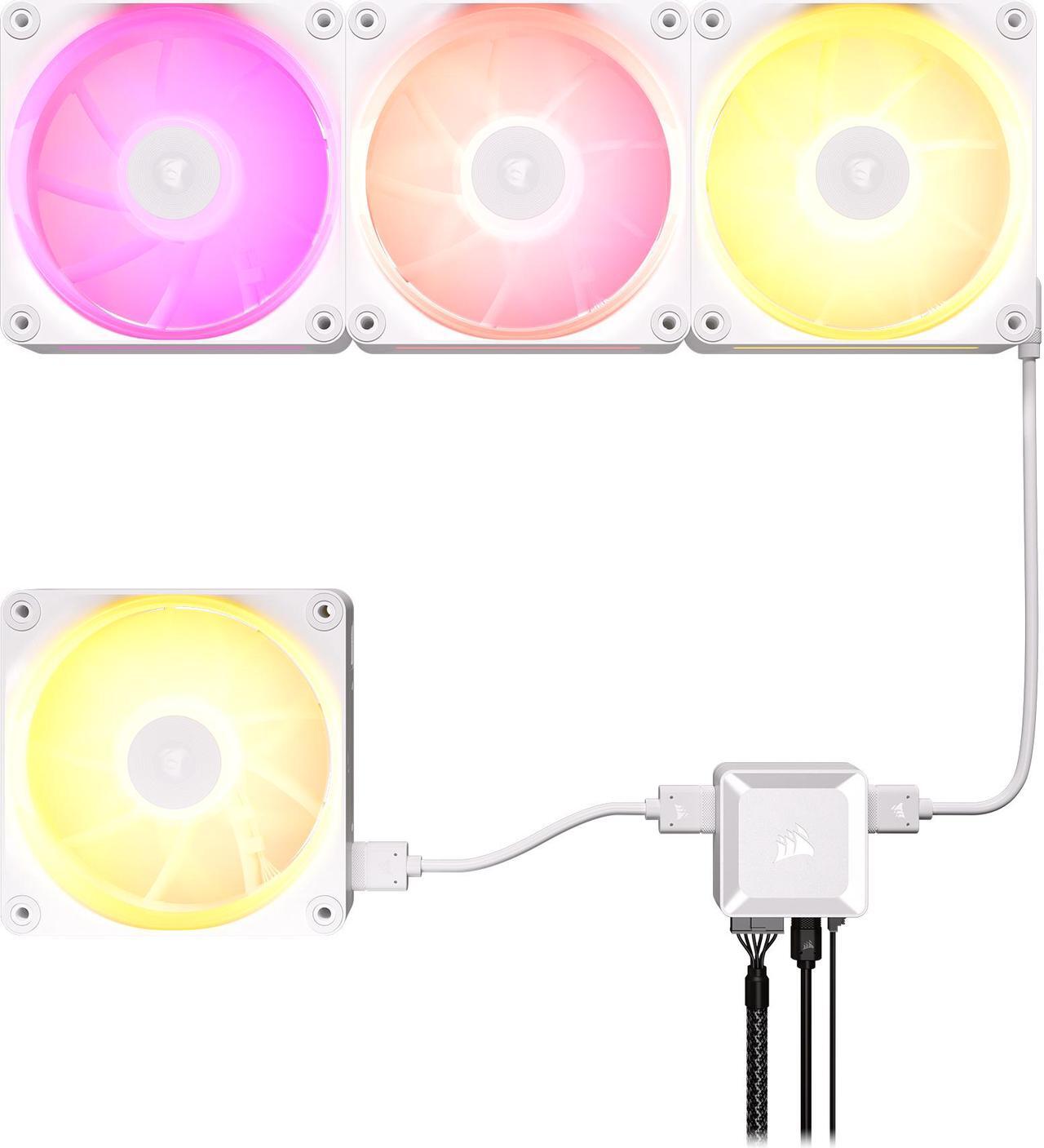 Alt view image 14 of 17 - CORSAIR LX RGB Series, iCUE LINK LX120 RGB White, 120mm Fan, Triple Pack