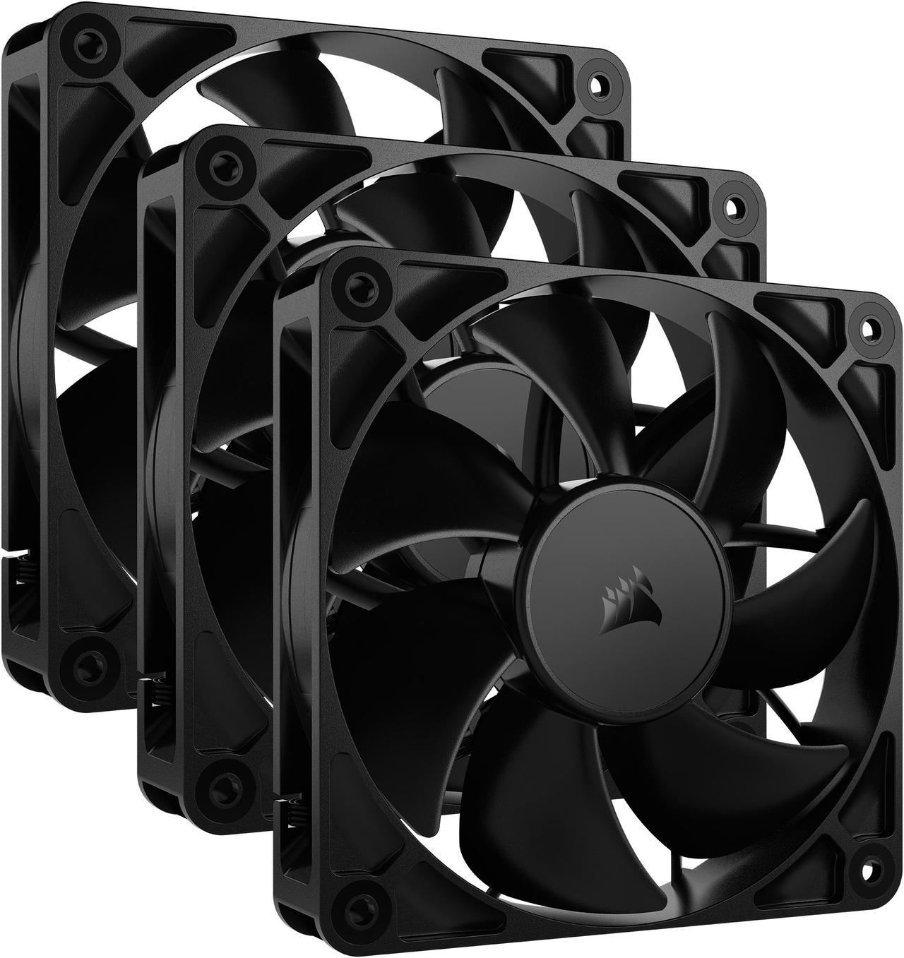 CORSAIR RS120 PWM 120mm Fans Triple Pack - Simplified Control - Daisy-Chain 4-Pin PWM Connection - Concentrated AirGuide Cooling - Magnetic Dome Bearing