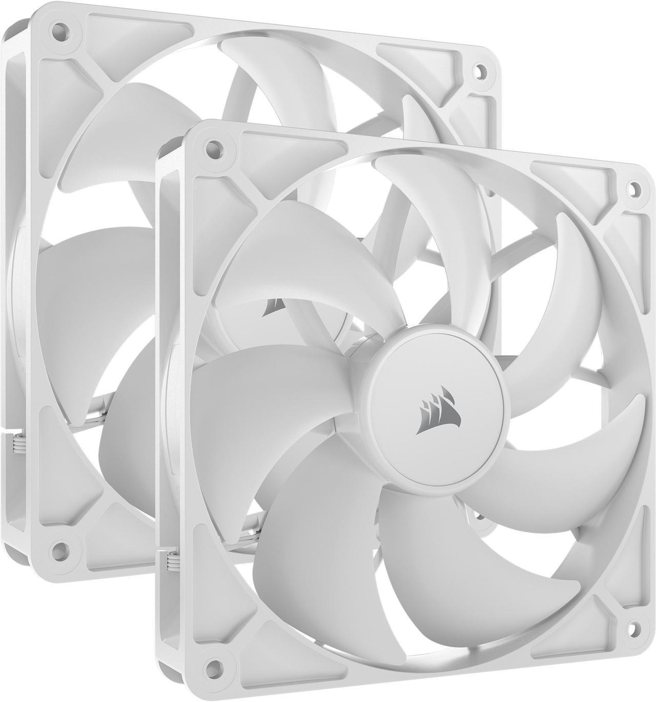 CORSAIR RS140 PWM 140mm Fans Dual Pack - White - Simplified Control - Daisy-Chain 4-Pin PWM Connection - Concentrated AirGuide Cooling - Magnetic Dome Bearing