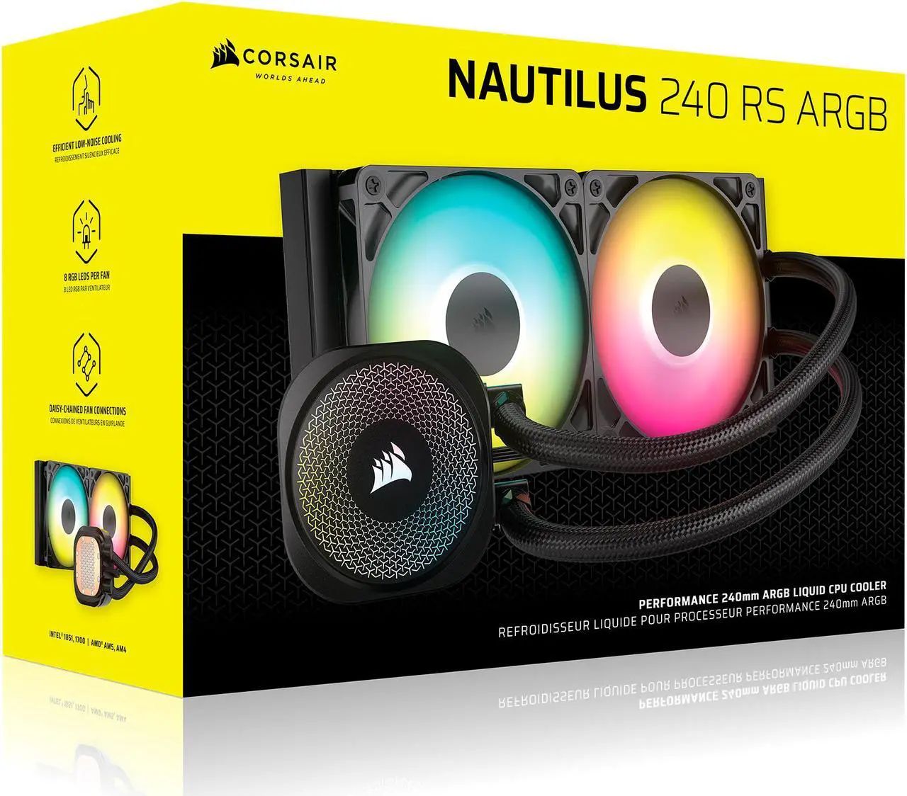 Alt view image 18 of 18 - CORSAIR NAUTILUS 240 RS ARGB Liquid CPU Cooler – RS120 ARGB Fans – Fits Intel® LGA 1851, AMD® AM5/AM4 – Simple Daisy-Chain Connections - Direct Motherboard Connection