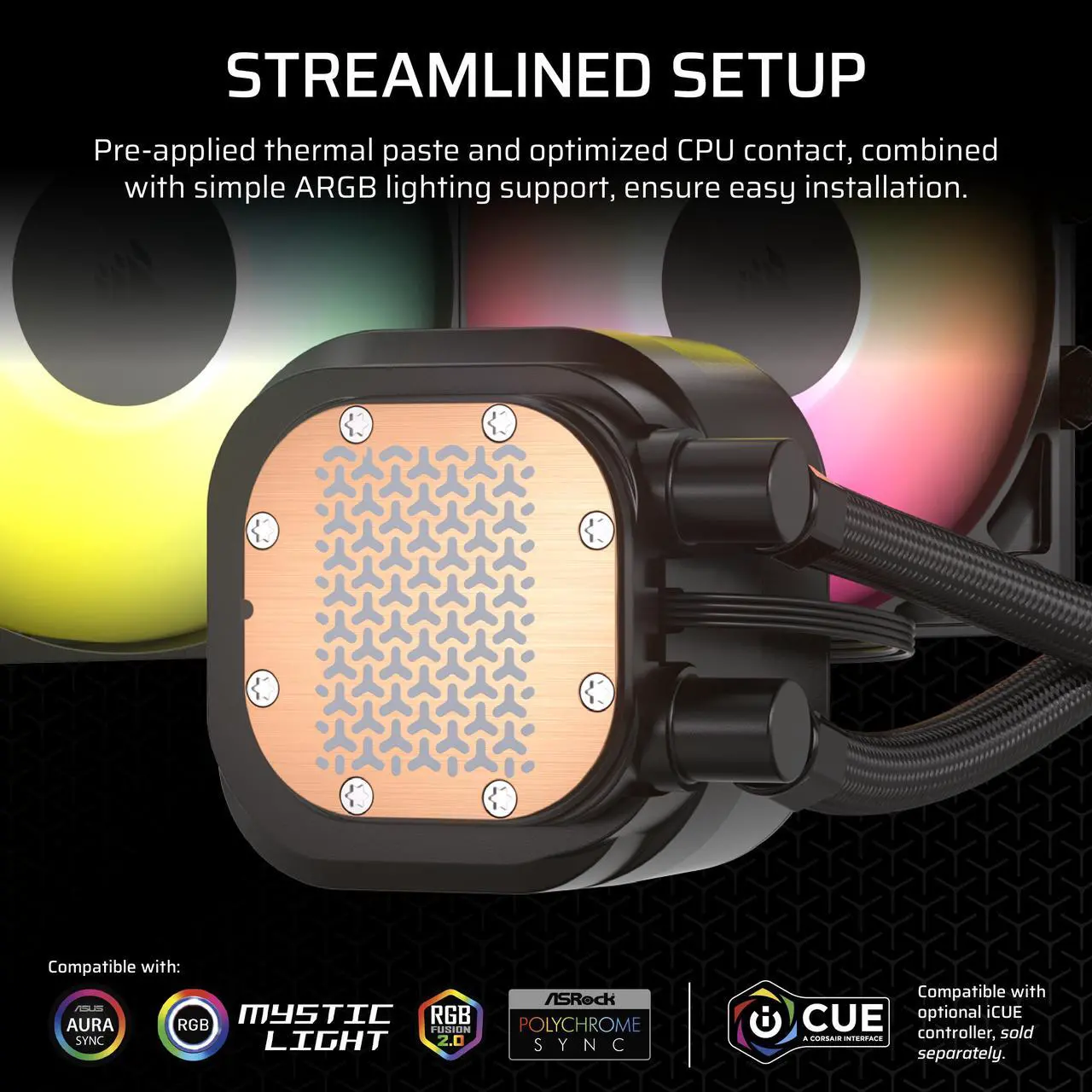 Alt view image 11 of 18 - CORSAIR NAUTILUS 240 RS ARGB Liquid CPU Cooler – RS120 ARGB Fans – Fits Intel® LGA 1851, AMD® AM5/AM4 – Simple Daisy-Chain Connections - Direct Motherboard Connection