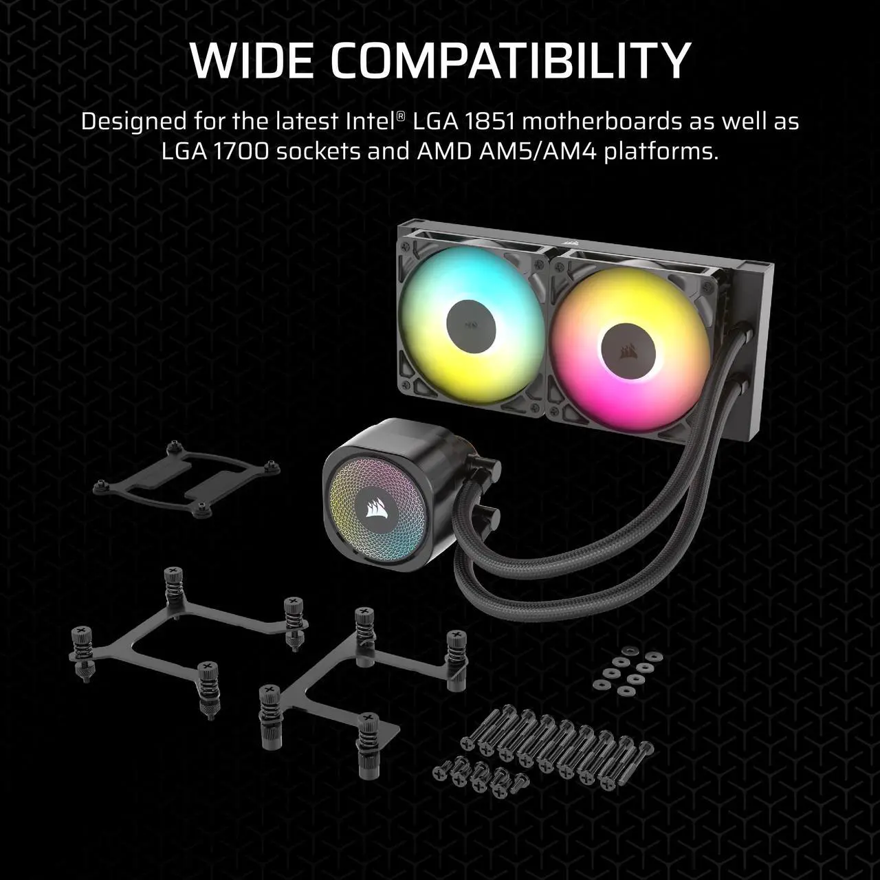 Alt view image 15 of 18 - CORSAIR NAUTILUS 240 RS ARGB Liquid CPU Cooler – RS120 ARGB Fans – Fits Intel® LGA 1851, AMD® AM5/AM4 – Simple Daisy-Chain Connections - Direct Motherboard Connection