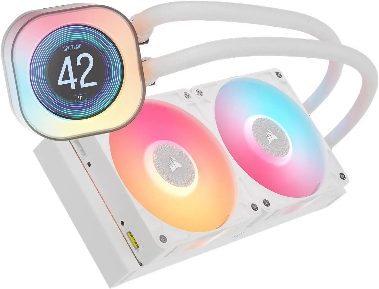 Alt view image 3 of 16 - CORSAIR iCUE LINK TITAN 240 RX LCD Liquid CPU Cooler – White – RX120 RGB Fans – Fits Intel® LGA 1851/1700, AMD® AM5/AM4 – iCUE LINK System Hub Included