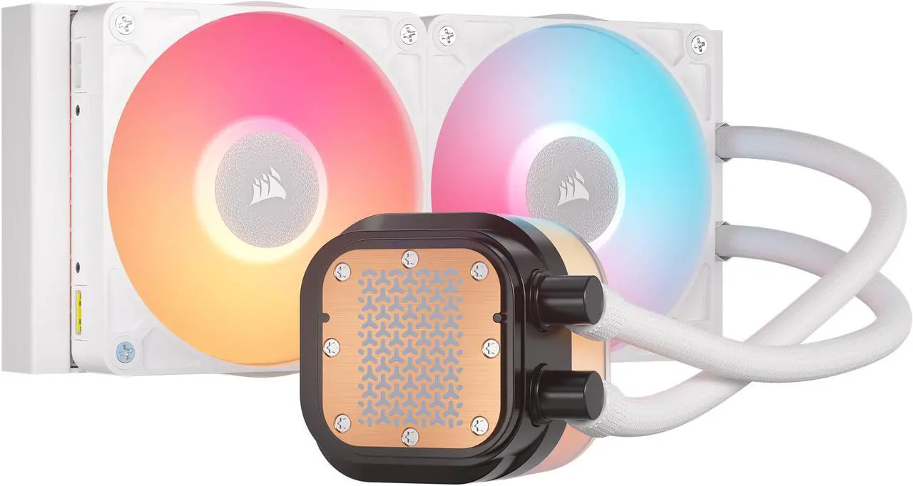 Alt view image 4 of 16 - CORSAIR iCUE LINK TITAN 240 RX LCD Liquid CPU Cooler – White – RX120 RGB Fans – Fits Intel® LGA 1851/1700, AMD® AM5/AM4 – iCUE LINK System Hub Included