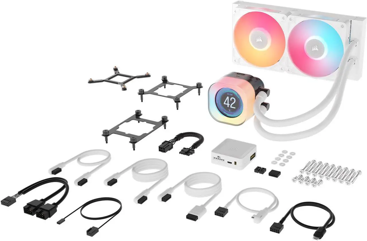 Alt view image 14 of 16 - CORSAIR iCUE LINK TITAN 240 RX LCD Liquid CPU Cooler – White – RX120 RGB Fans – Fits Intel® LGA 1851/1700, AMD® AM5/AM4 – iCUE LINK System Hub Included