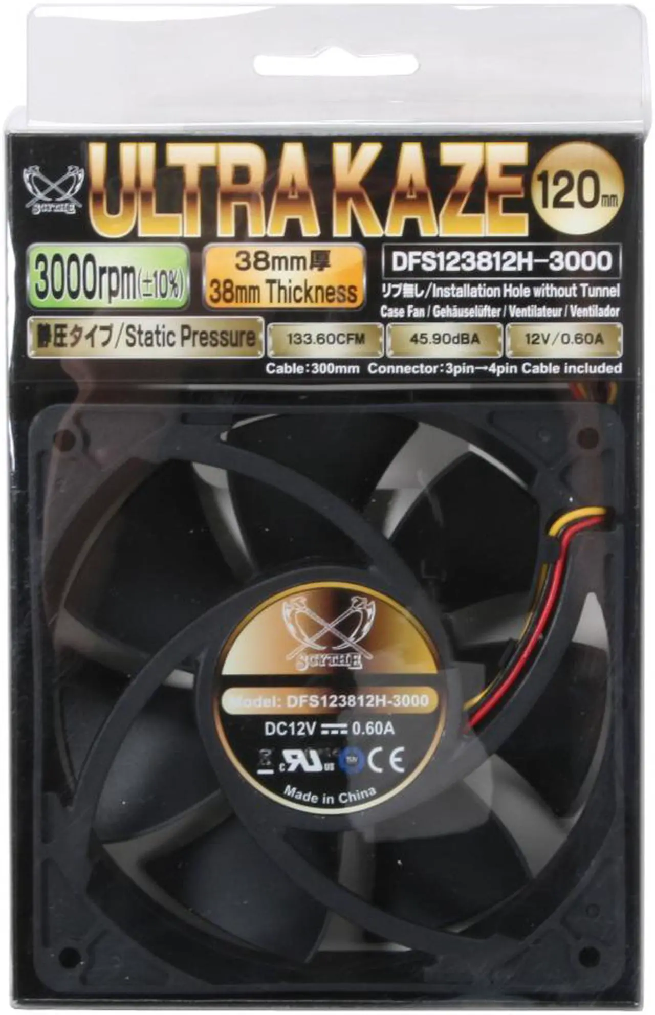 Alt view image 4 of 4 - Scythe DFS123812-3000 "ULTRA KAZE" 120 x 38 mm Case Fan