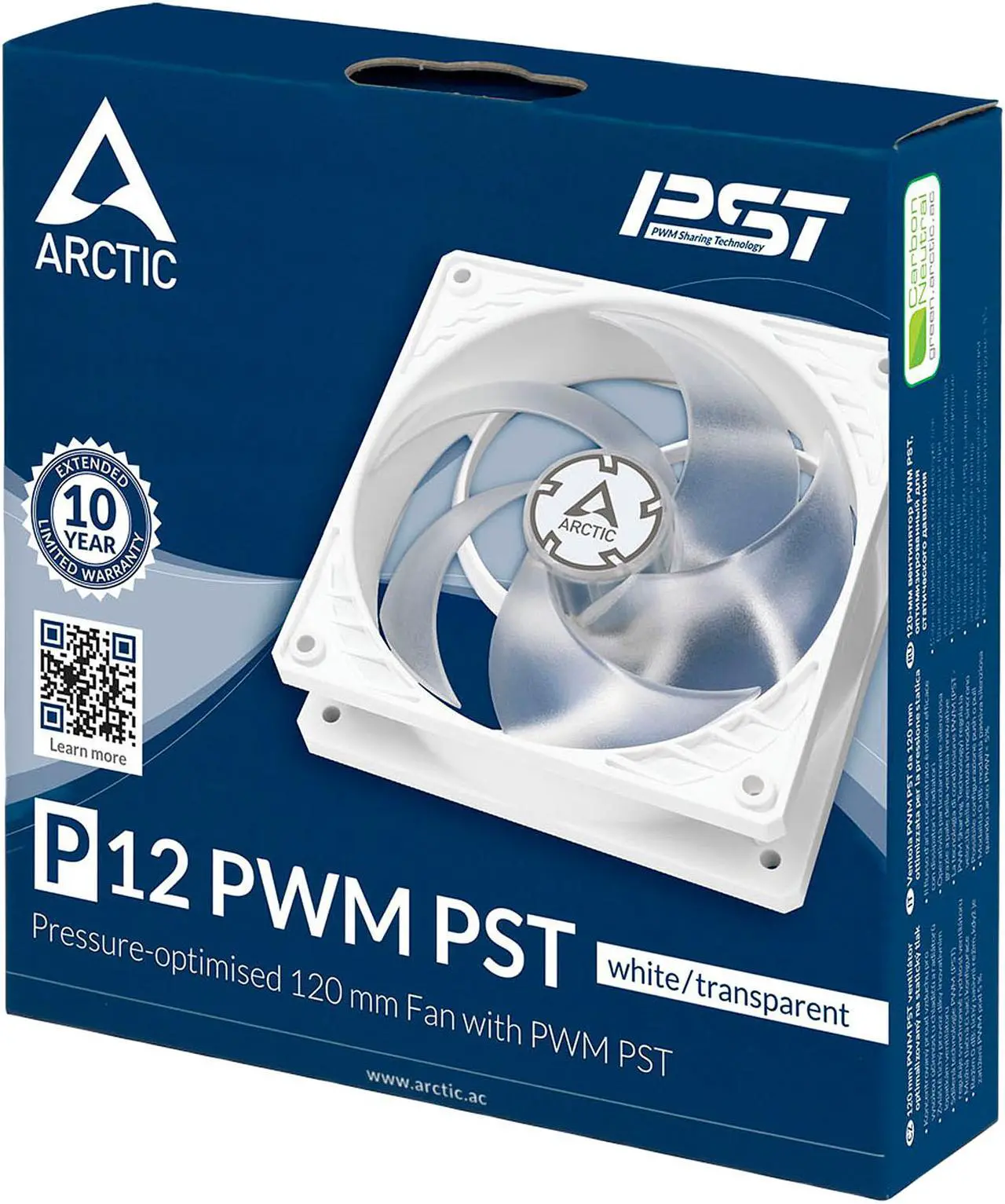 Alt view image 5 of 6 - Arctic P12 PWM PST (White/Transparent) - Pressure-optimised 120 mm Fan with PWM and PST (PWM Sharing Technology)