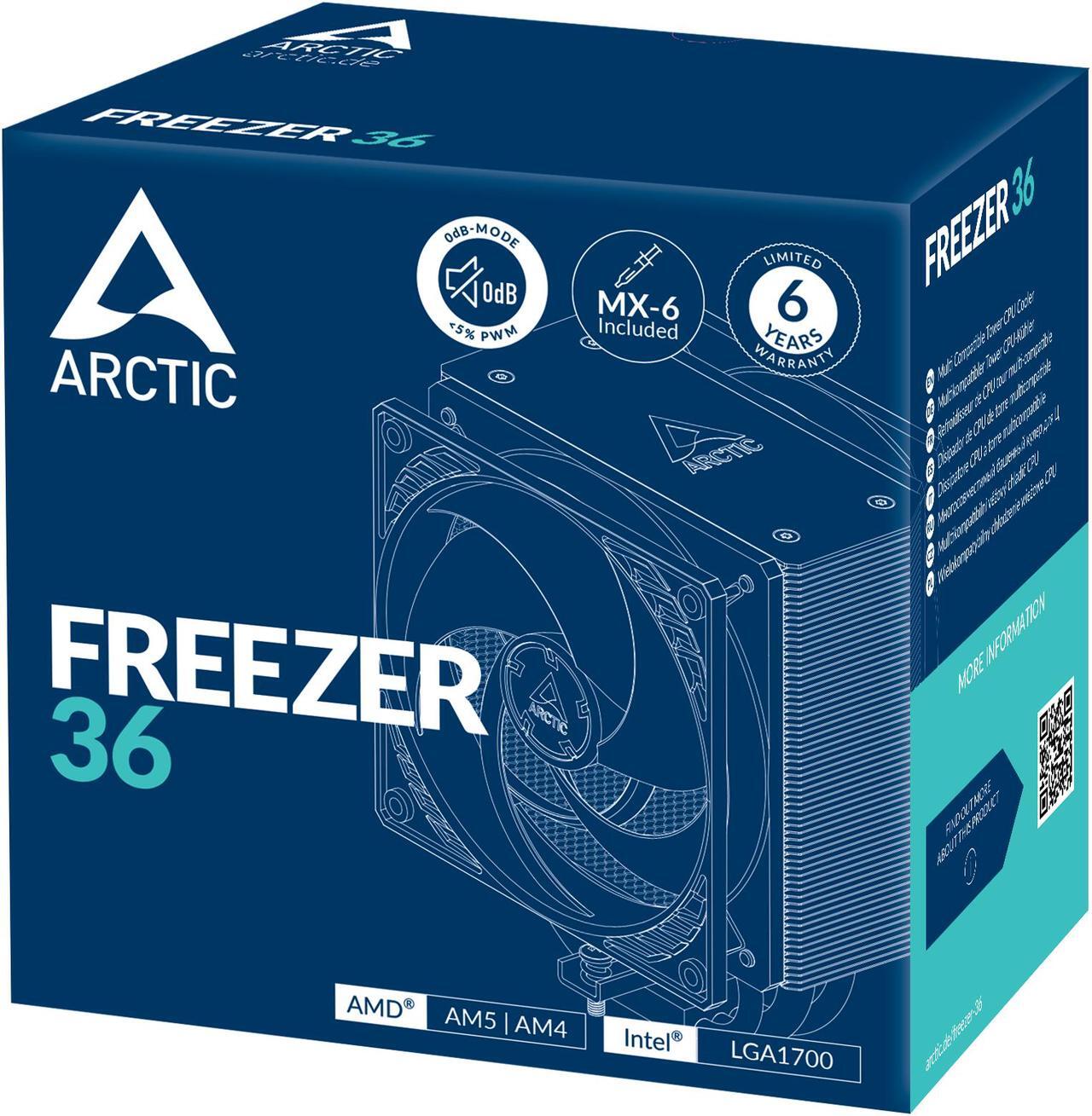 Alt view image 6 of 6 - Freezer 36 – CPU Cooler for Intel Socket LGA1700 and AMD Socket AM4, AM5, Direct touch technology, dual 12cm Pressure Optimized Fan in push pull configuration