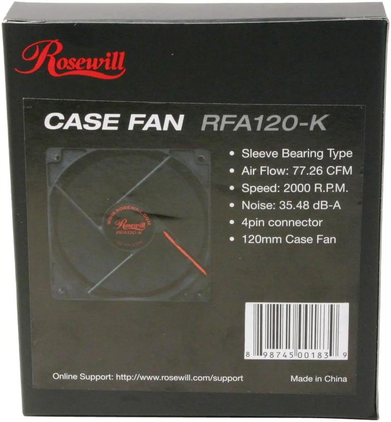 Alt view image 5 of 5 - Rosewill RFA120-K Case Fan