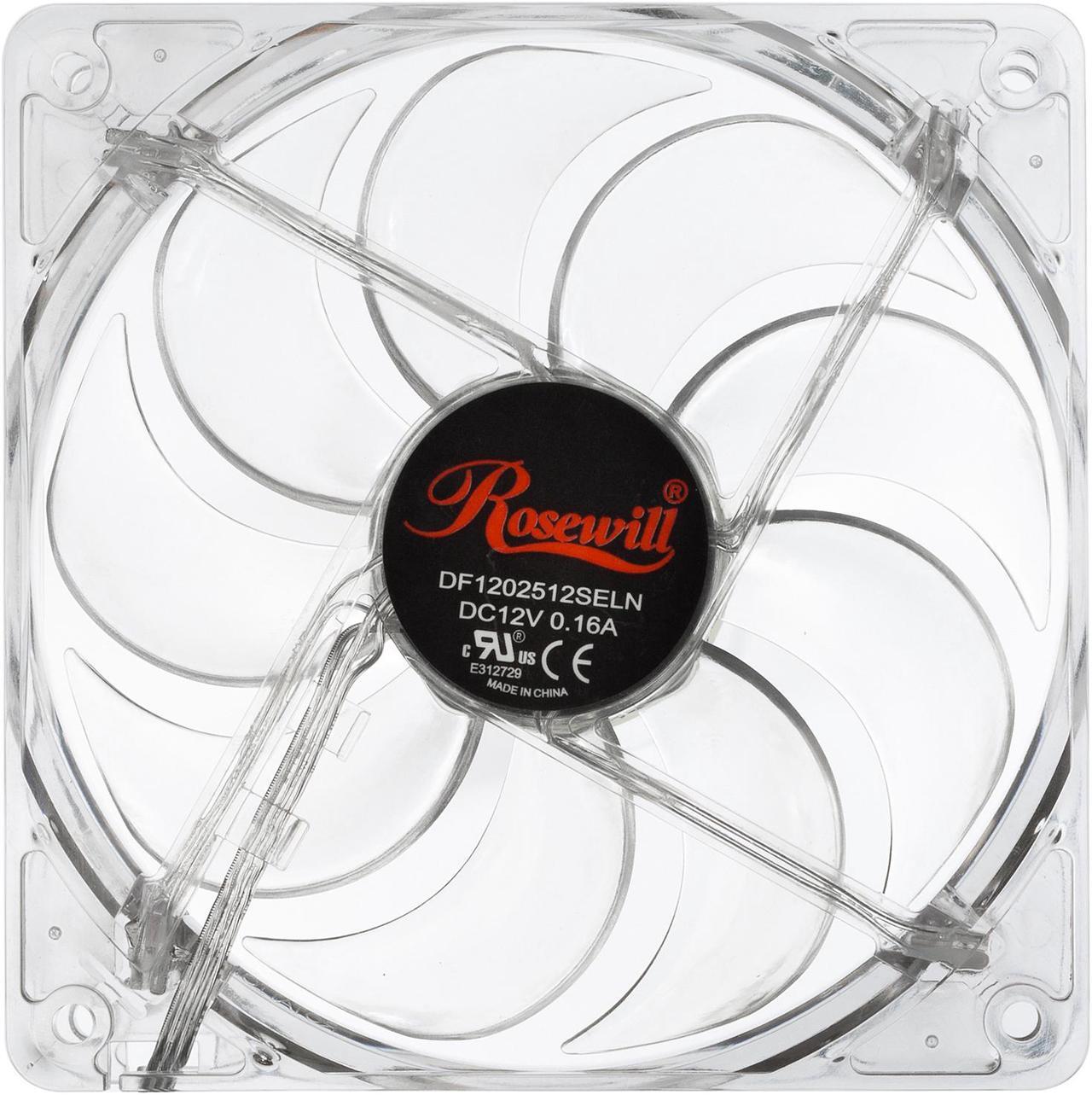 Alt view image 2 of 4 - Rosewill Computer Case Cooling Fan, 120mm, LP4 Adapter, Transparent Frame, 4 Blue LED Lights, Fluid Dynamic Bearing, Silent - RFTL-131209B