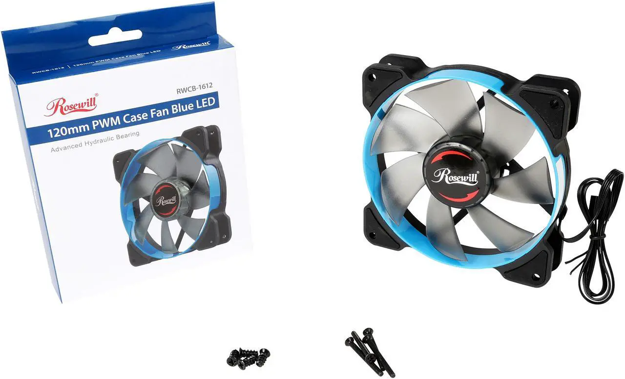 Alt view image 10 of 9 - Rosewill 120mm Case Fan with Blue LED and PWM (Pulse Width Modulation) Function, Very Quiet Cooling Fan from Advanced Hydraulic Bearing, Model RWCB-1612