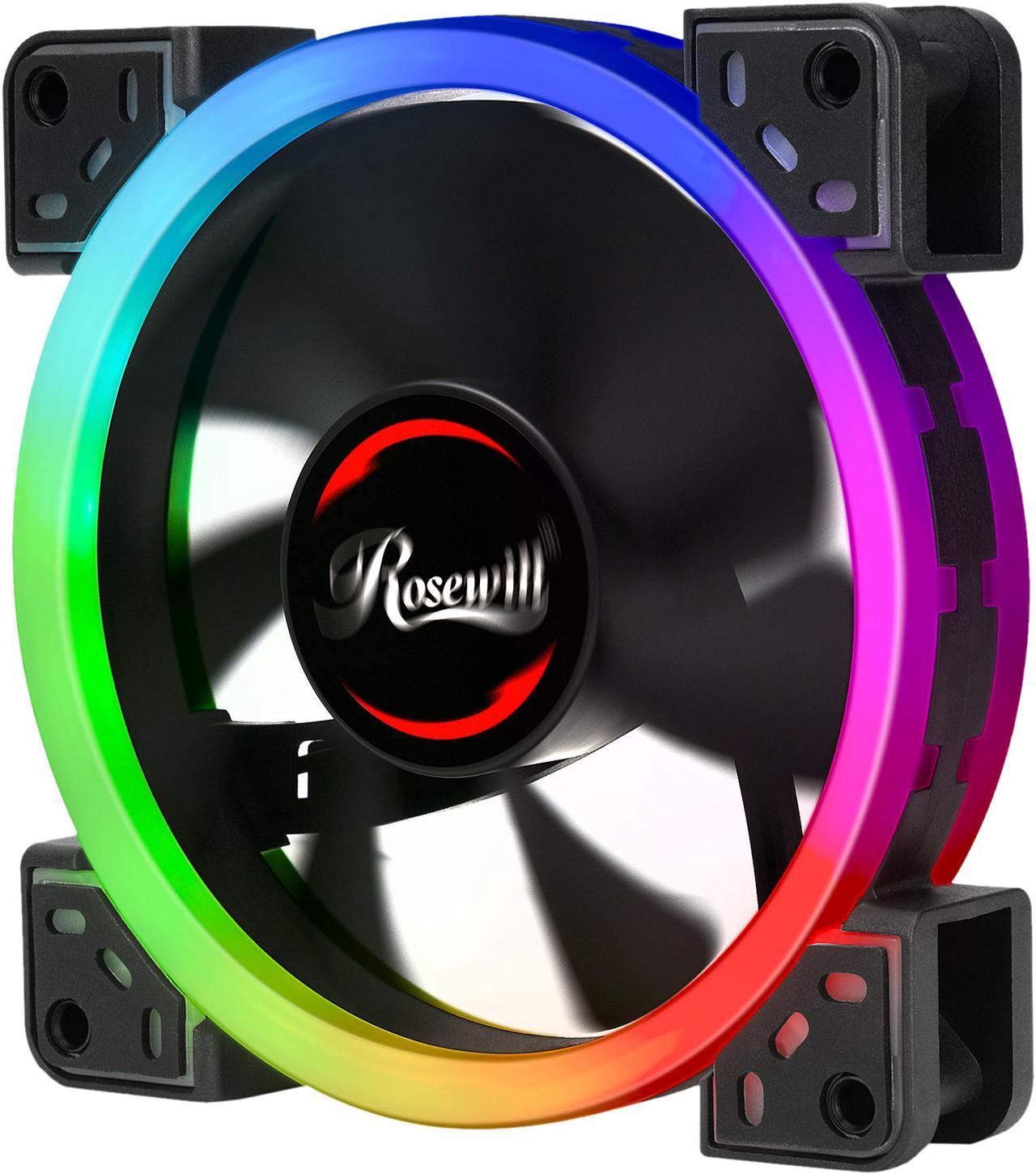 Rosewill 120mm True RGB LED Case Fan (1-Pack), Dual Ring Addressable RGB, Ultra Quiet Cooling with Long Life Rifle Bearing - RGBF-S12002