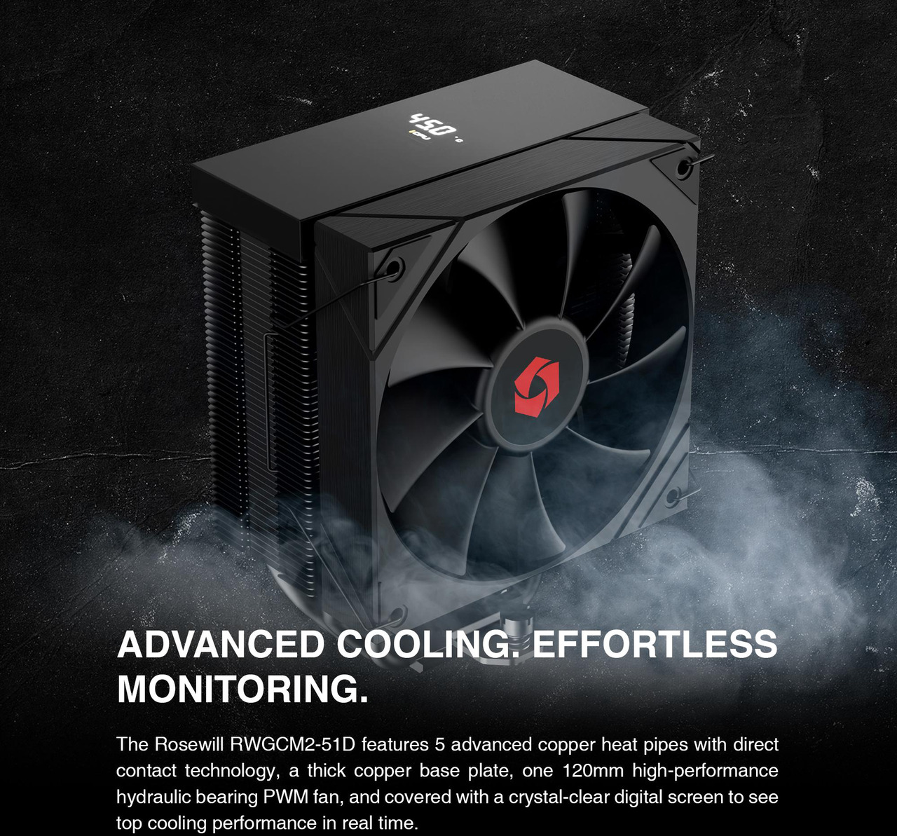 Open Box: Rosewill CPU Air Cooler with Digital Display | 5 Copper Heat Pipes | Up to 2000 RPM Fan Speed | 120mm Hydraulic Bearing PWM Fan | Support LGA 1851/1700/1151/1150/1155/1156/1200 | AMD AM5/AM4 - RWGCM2 - Newegg.com - Open Box condition - Image 13