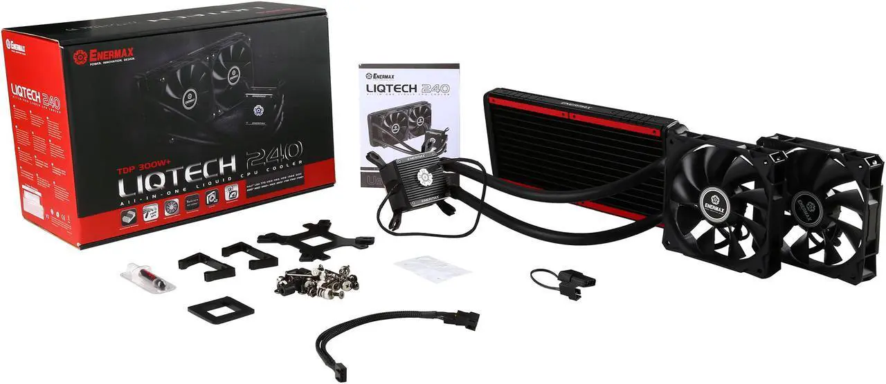 Alt view image 11 of 10 - Enermax Liqtech 240 All-in-One Liquid Cooler 27MM Thick Radiator w/ Duo High Pressure Airflow Fans