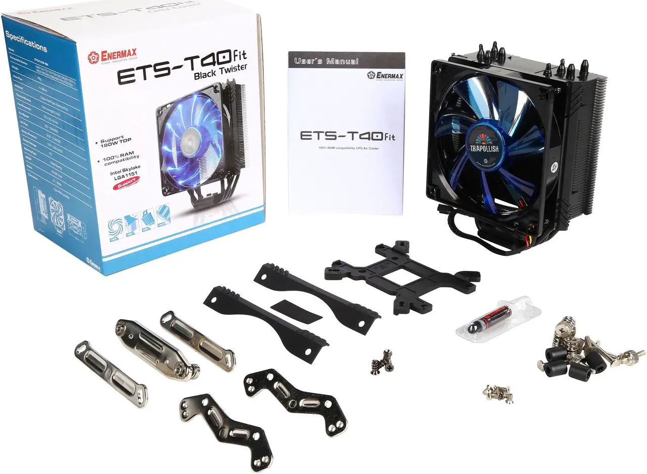 Alt view image 9 of 8 - ENERMAX ETS-T40F-BK 120mm Twister Aluminum 120mm Black CPU Cooler with blue LED PWM Fan