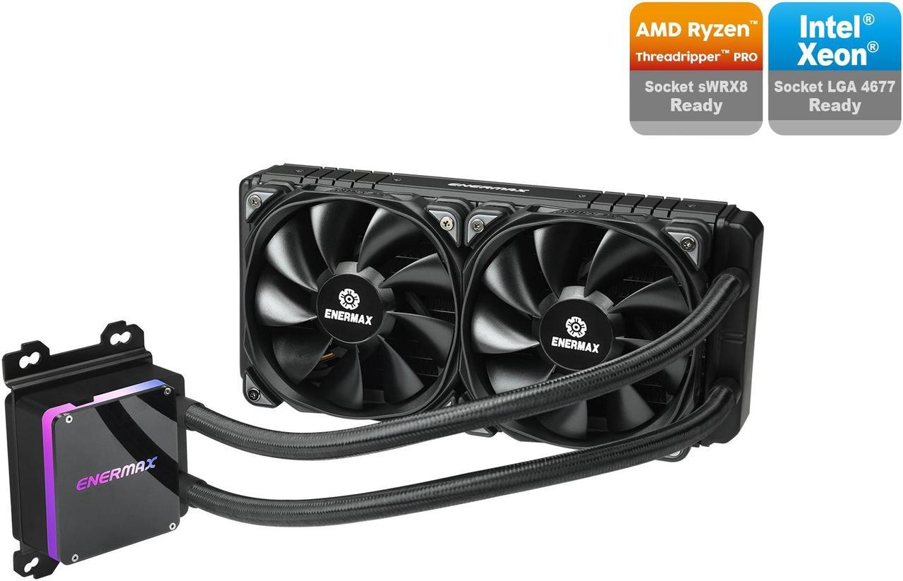 ENERMAX LIQTECH II TR4 240 All-in-one CPU Liquid Cooler for AMD TR4 & Intel Xeon , 240mm Radiator, Dual Chamber RGB Pump, T.B. Pressure fan blades, AMD Socket sWRS8 and Intel LGA 4677 Ready – AMD® TR5 (sWRX9 / sTRX5 / SP6) Compatible