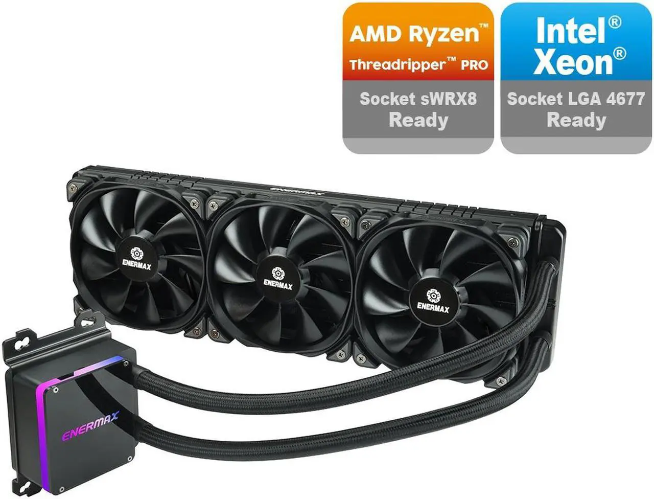 Main image of ENERMAX LIQTECH II TR4 360 All-in-one CPU Liquid Cooler for AMD TR4 & Intel Xeon , 360mm Radiator, Dual Chamber RGB Pump, T.B. Pressure fan blades, AMD Socket sWRS8 and Intel LGA 4677 Ready – AMD® TR5 (sWRX9 / sTRX5 / SP6) Compatible