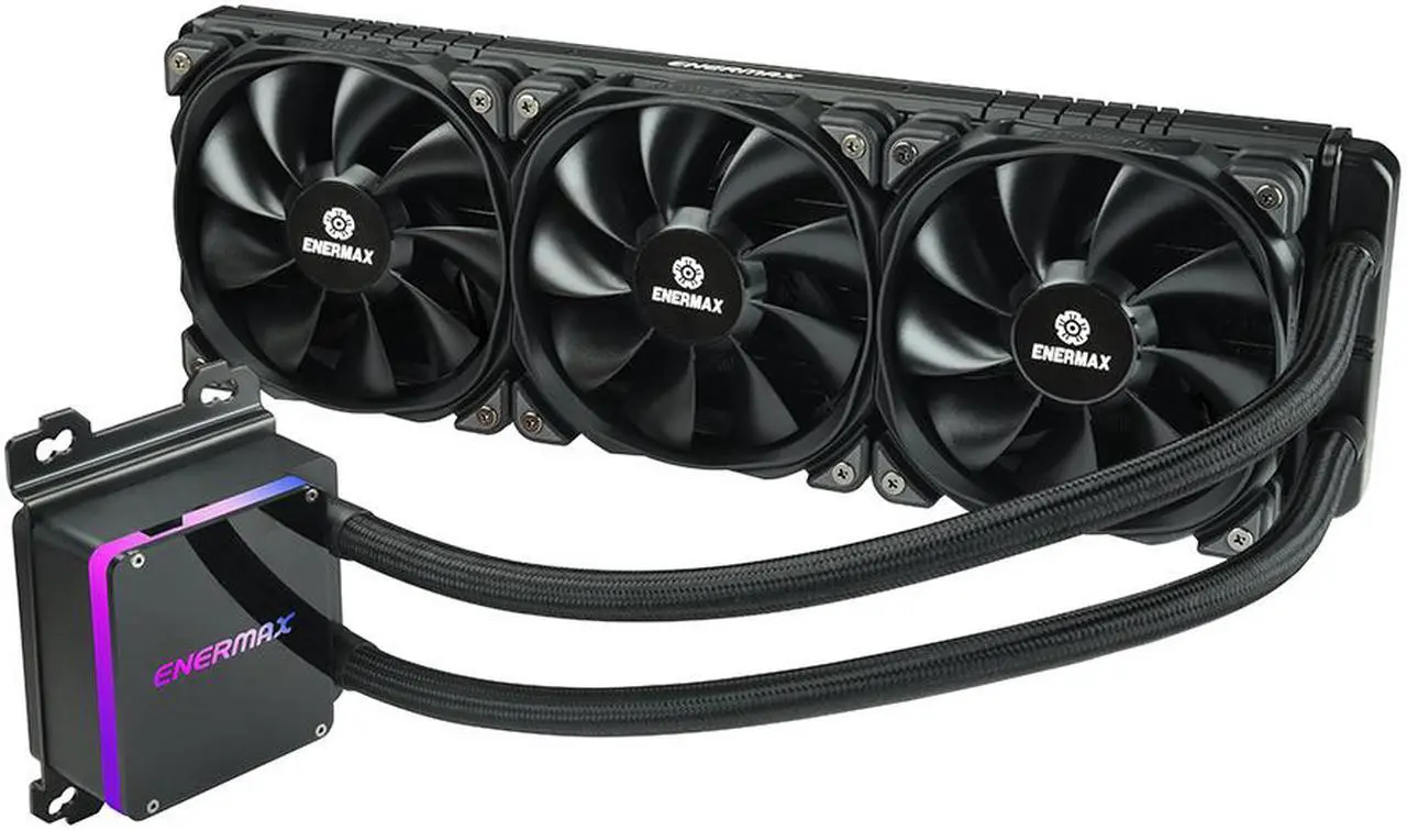 Alt view image 3 of 9 - ENERMAX LIQTECH II TR4 360 All-in-one CPU Liquid Cooler for AMD TR4 & Intel Xeon , 360mm Radiator, Dual Chamber RGB Pump, T.B. Pressure fan blades, AMD Socket sWRS8 and Intel LGA 4677 Ready – AMD® TR5 (sWRX9 / sTRX5 / SP6) Compatible