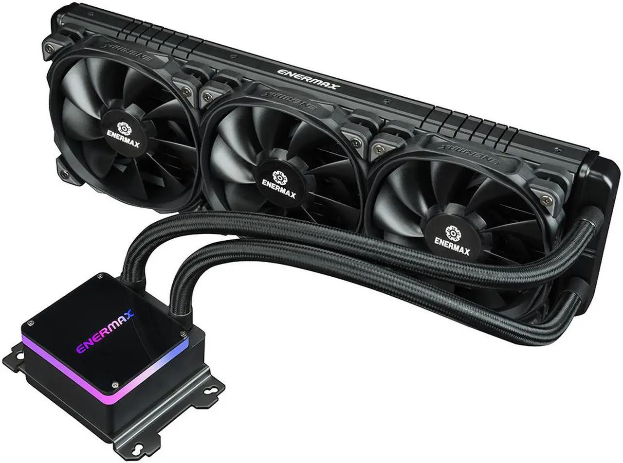 Alt view image 4 of 9 - ENERMAX LIQTECH II TR4 360 All-in-one CPU Liquid Cooler for AMD TR4 & Intel Xeon , 360mm Radiator, Dual Chamber RGB Pump, T.B. Pressure fan blades, AMD Socket sWRS8 and Intel LGA 4677 Ready – AMD® TR5 (sWRX9 / sTRX5 / SP6) Compatible
