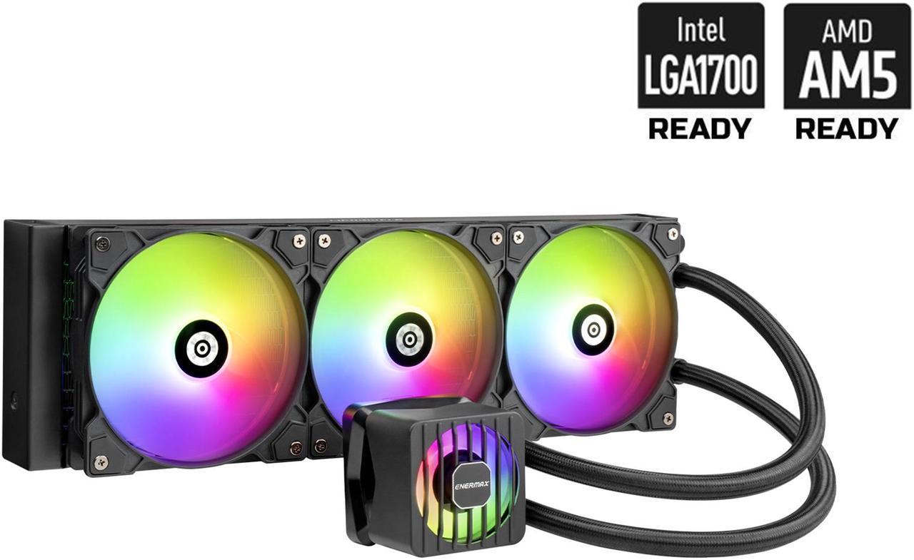 ENERMAX LIQMAXFLO 360 ARGB AIO CPU Liquid Cooler - 60mm VRM Fan up to 3000 RPM, PWM-Controlled Pump, 38mm Thick Radiator, Triple Pressure-Optimized Silent Flow 120mm FDB Fans up to 1800 RPM, 400W TDP - AMD AM5 & Intel LGA1700 Ready