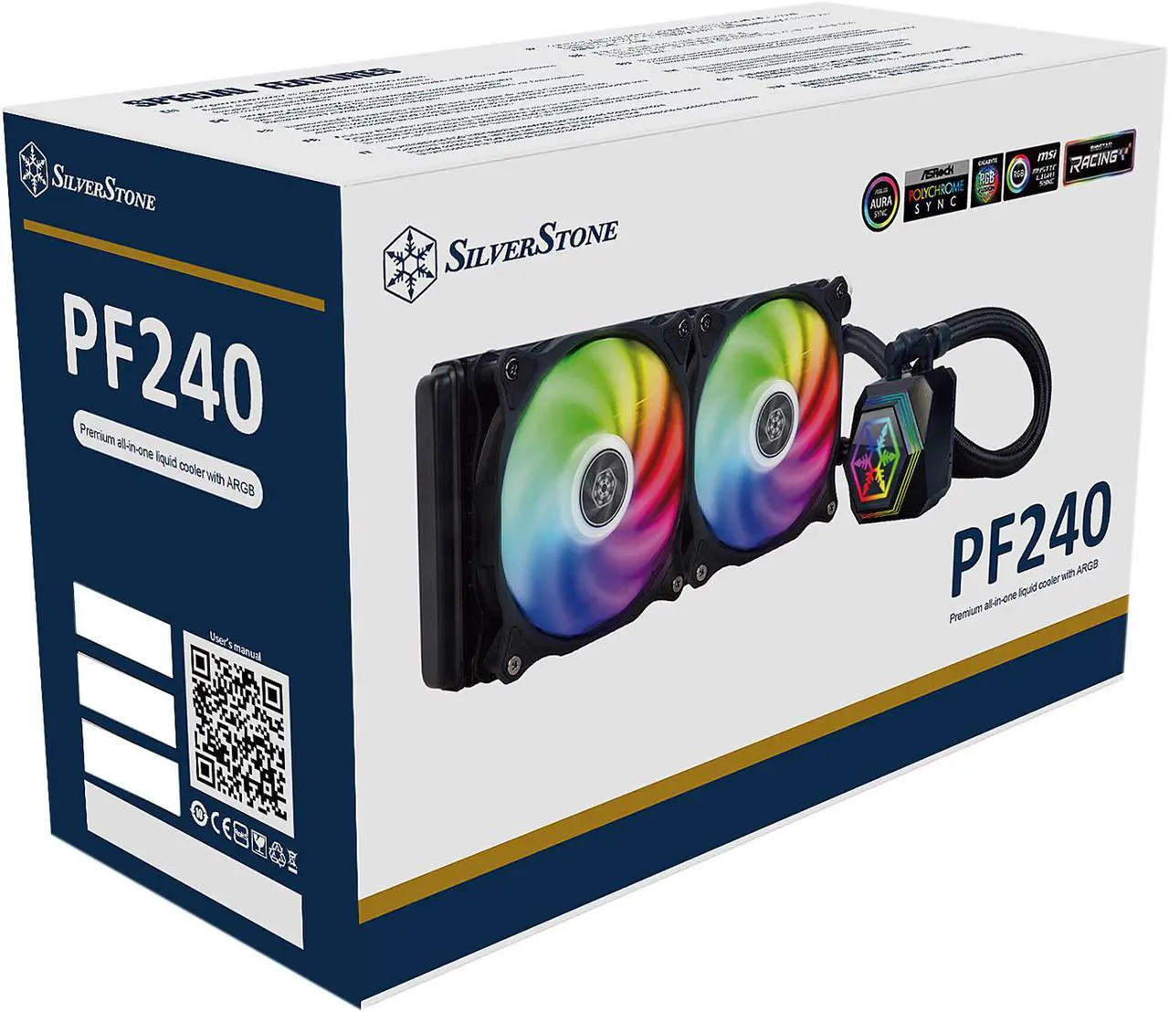 Alt view image 14 of 14 - SilverStone PF240-ARGB AIO CPU Liquid Cooling/ARGB/Dual 120mm PWM Fan/MCT Pump/Universal Intel & AMD Socket Solution