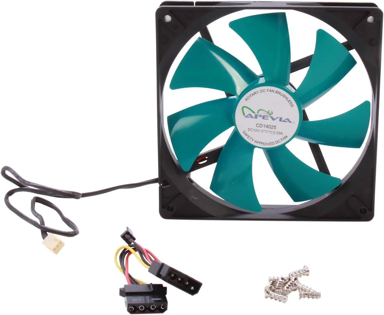 Alt view image 5 of 6 - APEVIA  14S-BT  140mm Case fan w/3-pin and 4-pin connectors