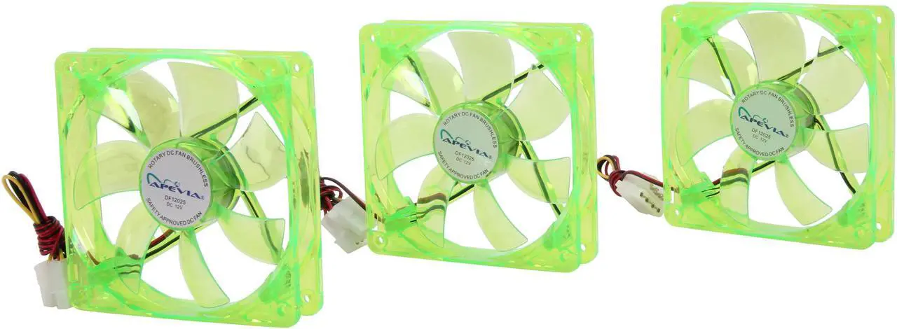 Alt view image 2 of 5 - APEVIA CF312SL-UGN Green LED 120mm UV Cooling Fan 3 in 1 pack