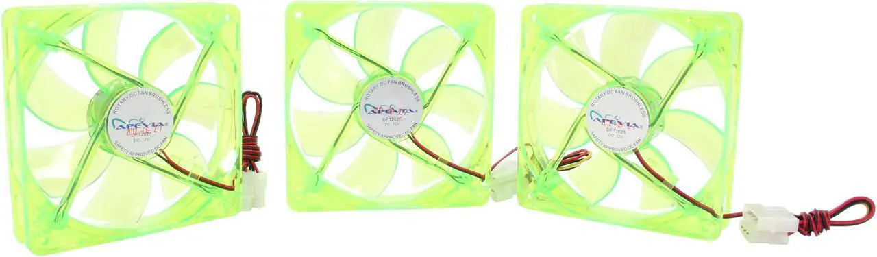 Alt view image 4 of 5 - APEVIA CF312SL-UGN Green LED 120mm UV Cooling Fan 3 in 1 pack