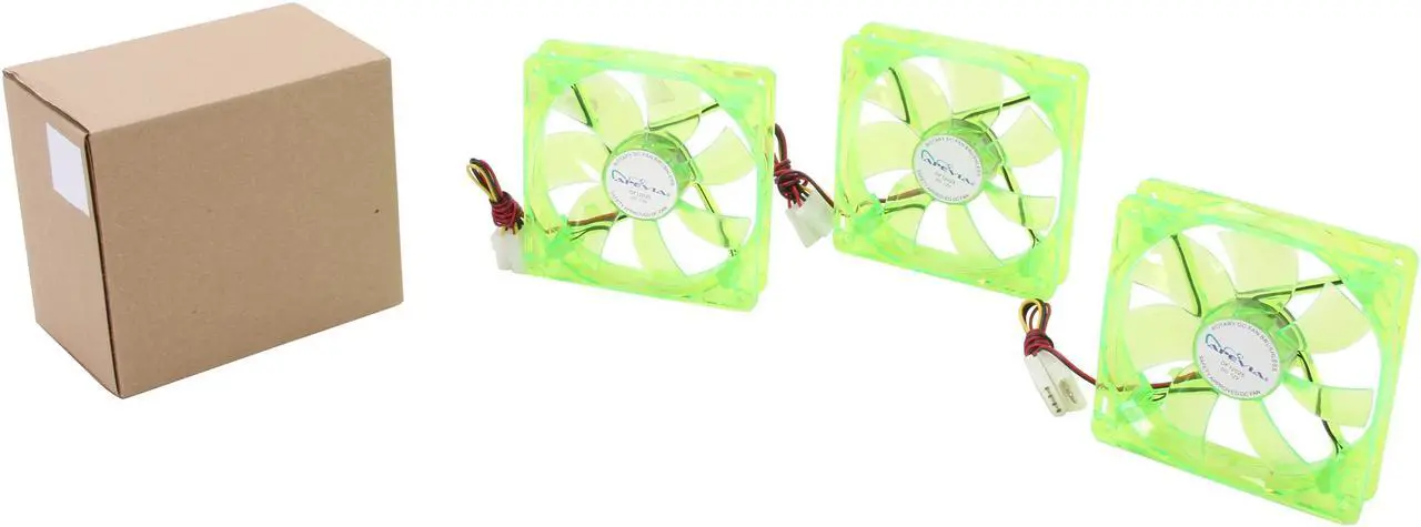 Alt view image 5 of 5 - APEVIA CF312SL-UGN Green LED 120mm UV Cooling Fan 3 in 1 pack