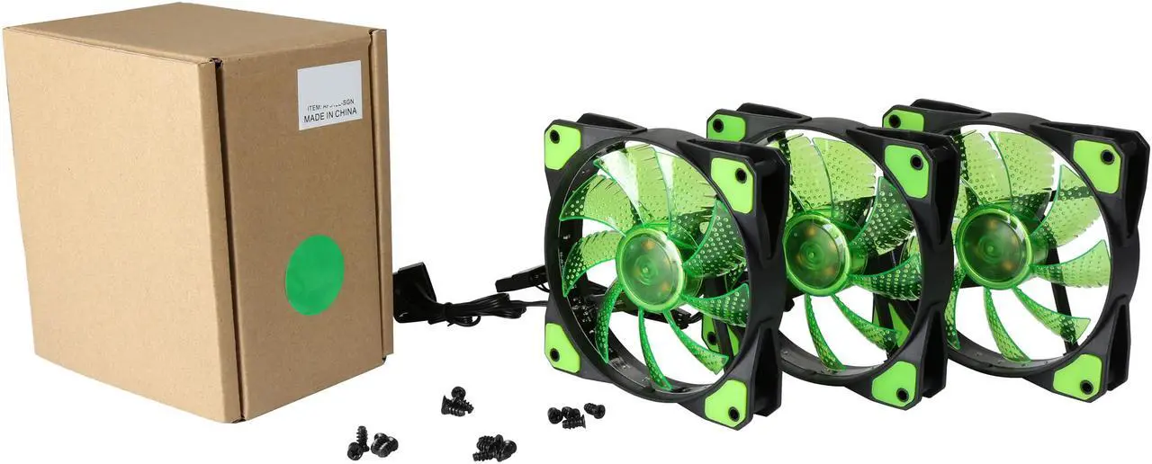 Alt view image 6 of 5 - APEVIA AF312L-SGN 120mm Green LED Ultra Silent Case Fan w/ 15 LEDs & Anti-Vibration Rubber Pads (3-pk)