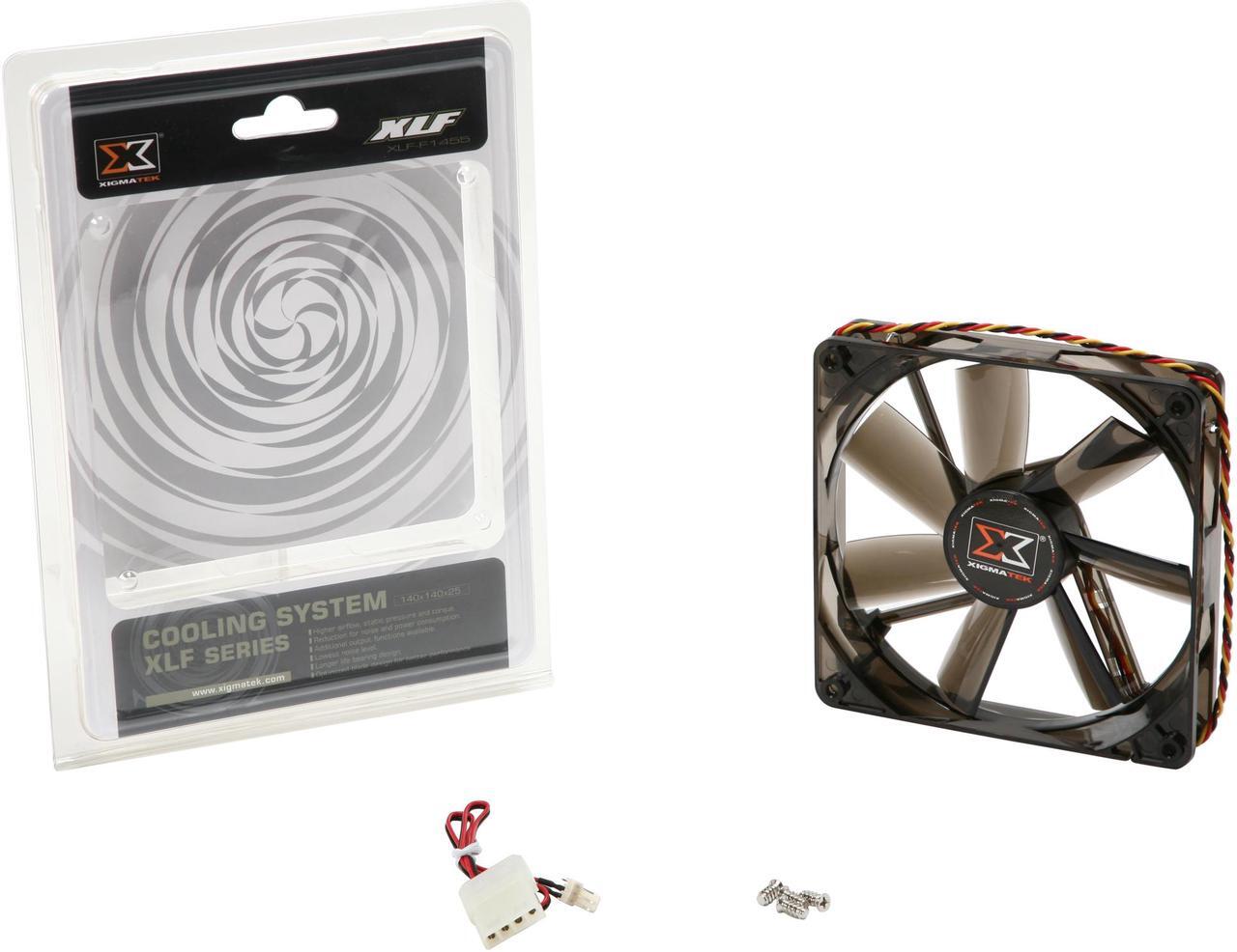 Alt view image 4 of 4 - XIGMATEK FCB (Fluid Circulative Bearing) Cooling System XLF XLF-F1455 140mm White LED Black Case Fan PSU Molex Adapter/extender included