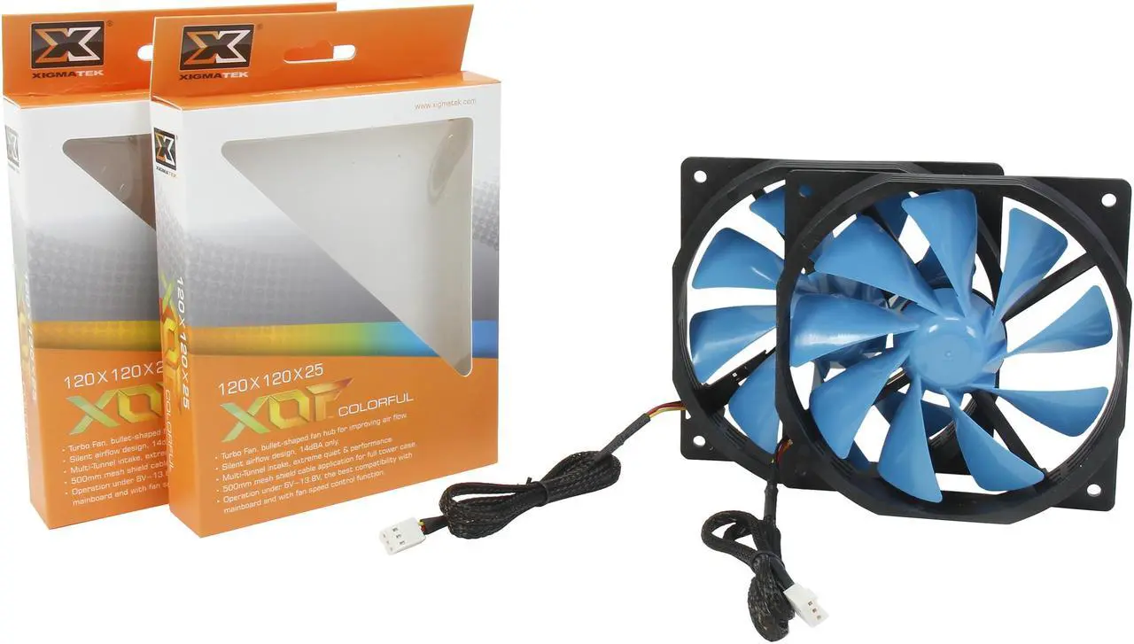 Alt view image 5 of 5 - XIGMATEK XOF-F1253 120mm FCB (Fluid Circulative Bearing) Cooling System 120mm Ocean Blue Case Fan 2-Pack
