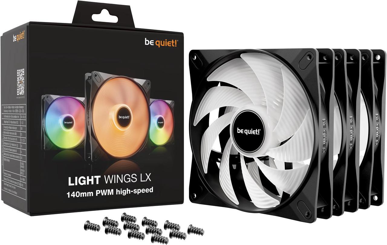 Alt view image 3 of 3 - be quiet! LIGHT WINGS LX 140mm PWM high-speed BL130 140mm ARGB LED Case Fan - Triple Pack
