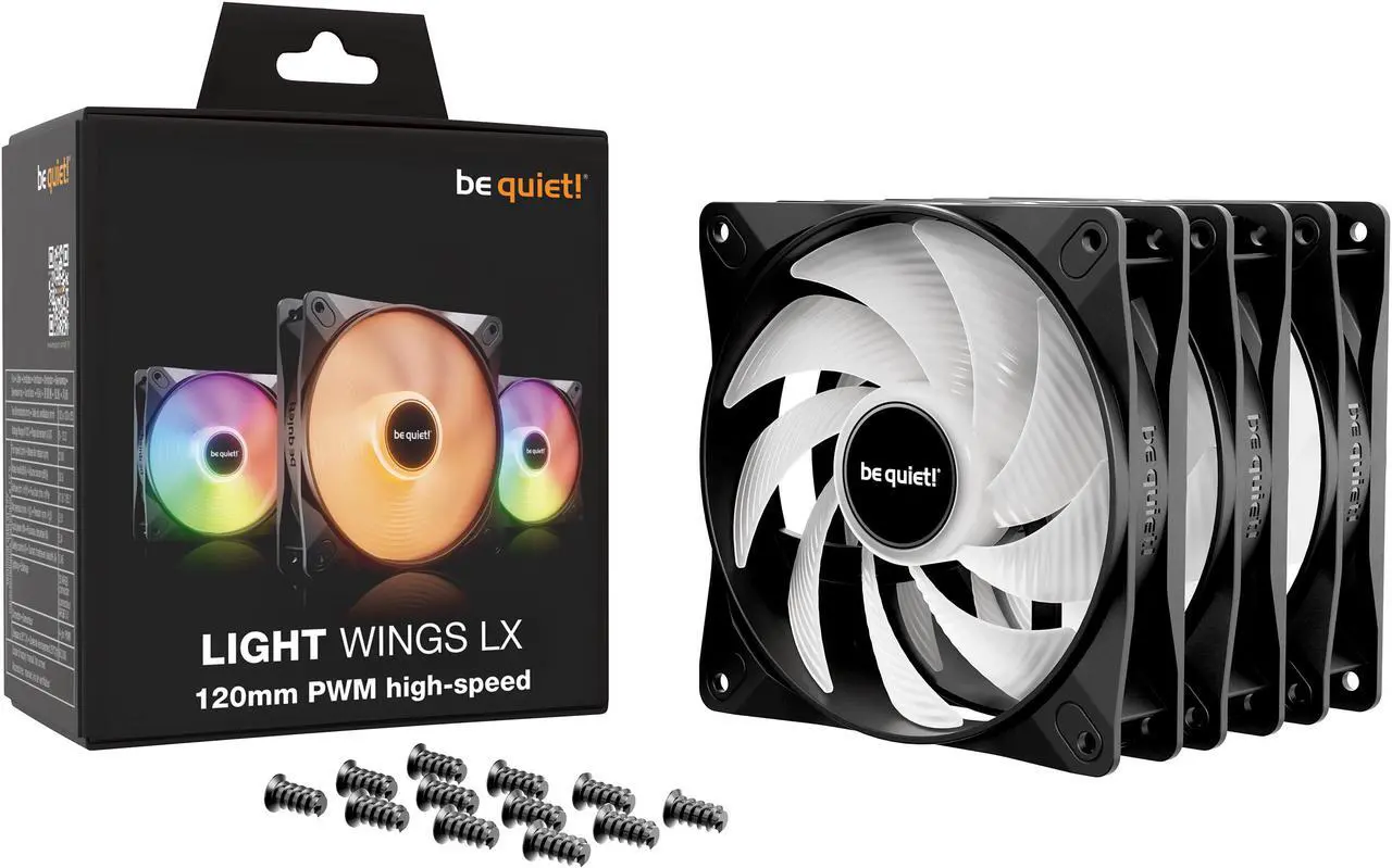 Alt view image 4 of 4 - be quiet! LIGHT WINGS LX 120mm PWM high-speed BL124 120mm ARGB LED Case Fan - Triple Pack