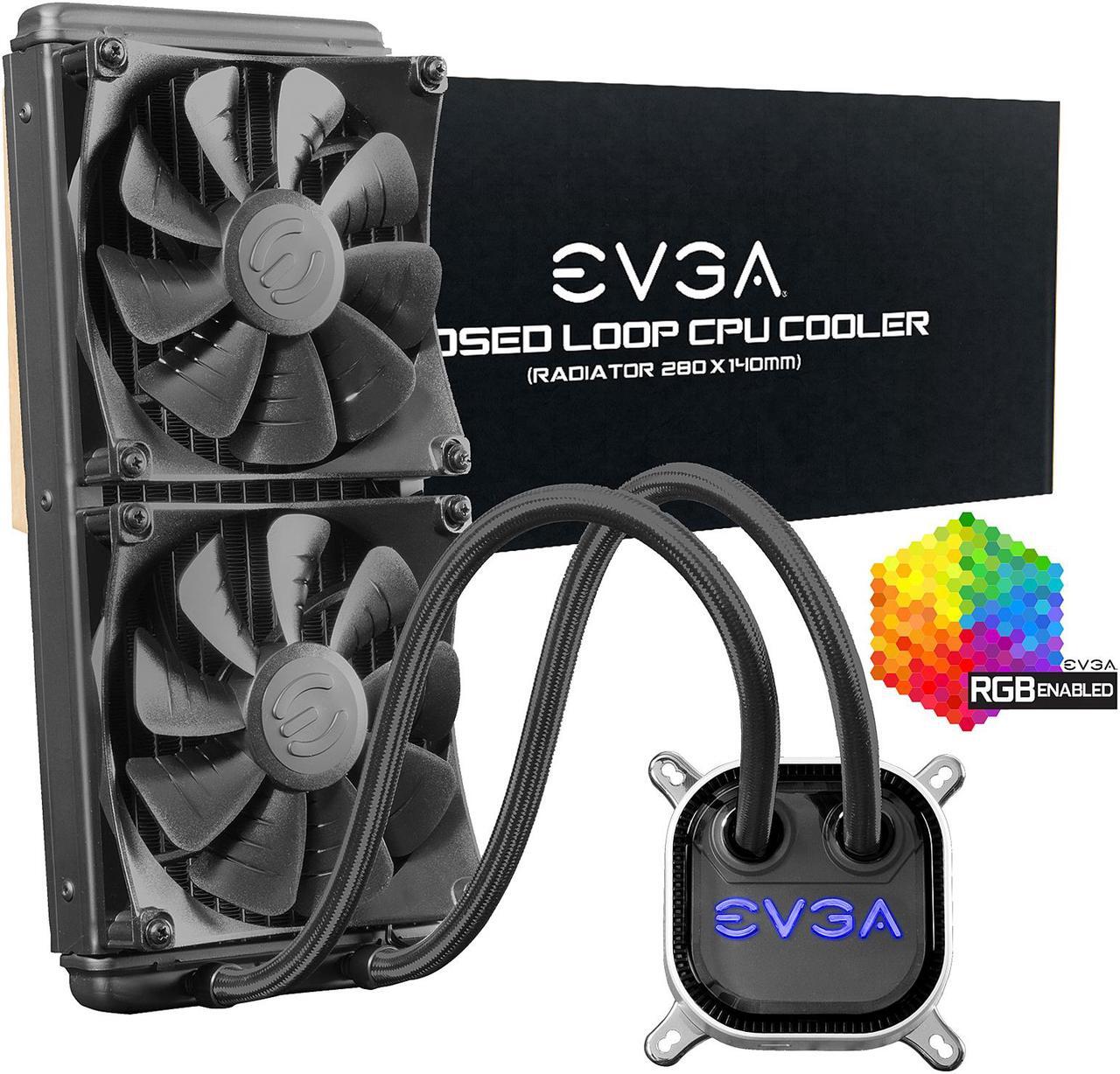 Alt view image 2 of 15 - EVGA CLC 280mm All-In-One RGB LED CPU Liquid Cooler, 2x FX13 140mm PWM Fans, Intel, AMD, 400-HY-CL28-V1 LGA 1700 Compatible