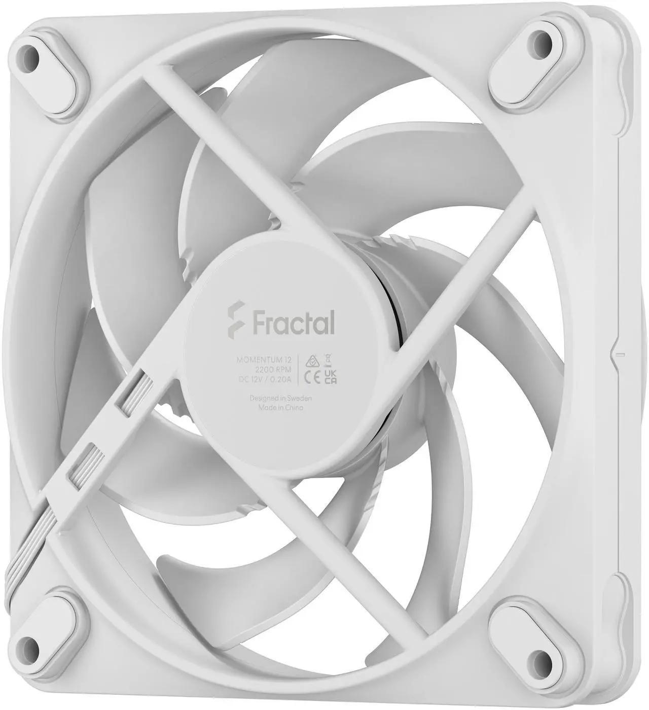 Alt view image 2 of 6 - Fractal Design Momentum 12 PWM White 120 mm FDB (Fluid Dynamic Bearing) PC Case Fan