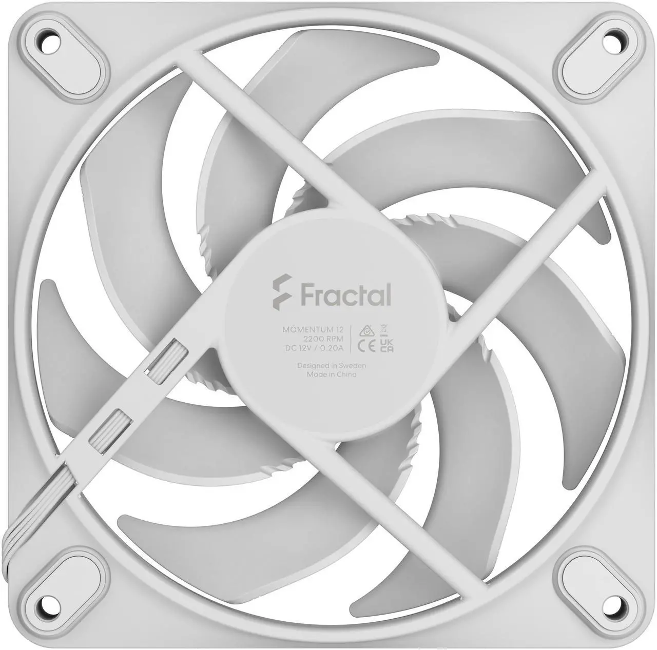 Alt view image 4 of 6 - Fractal Design Momentum 12 PWM White 120 mm FDB (Fluid Dynamic Bearing) PC Case Fan