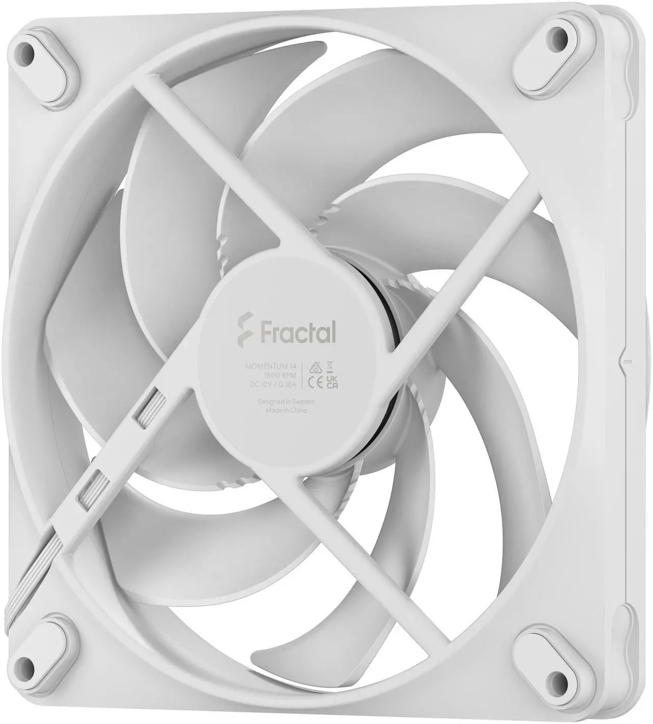 Alt view image 2 of 6 - Fractal Design Momentum 14 PWM White 140 mm FDB (Fluid Dynamic Bearing) PC Case Fan