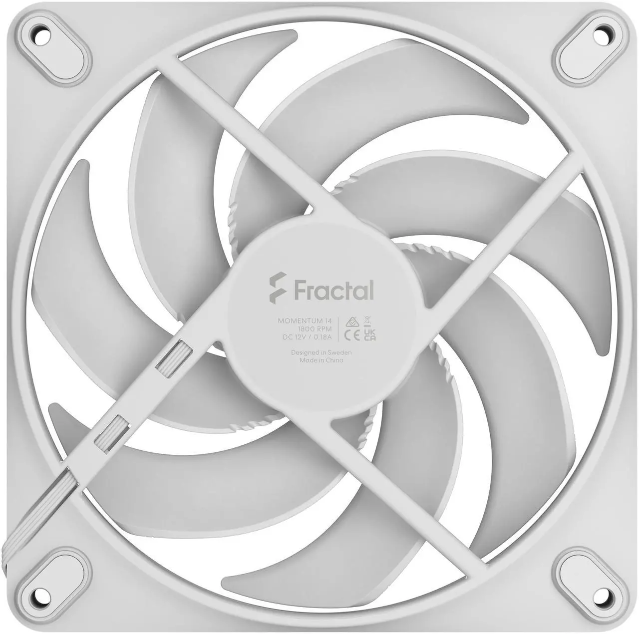 Alt view image 4 of 6 - Fractal Design Momentum 14 PWM White 140 mm FDB (Fluid Dynamic Bearing) PC Case Fan